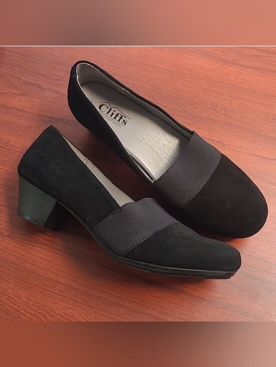 Cliffs by WHITE MOUNTAIN Shoes - Cliffs Uphill Womens 8.5 classic black leather dressy slip on heeled shoes